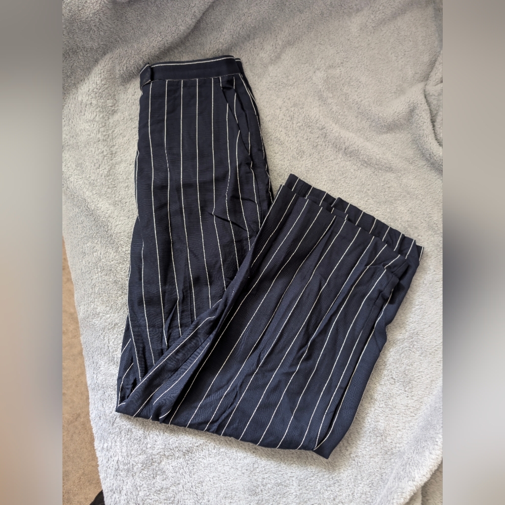 Dynamite Pin Strip Wide Leg Pants Blue